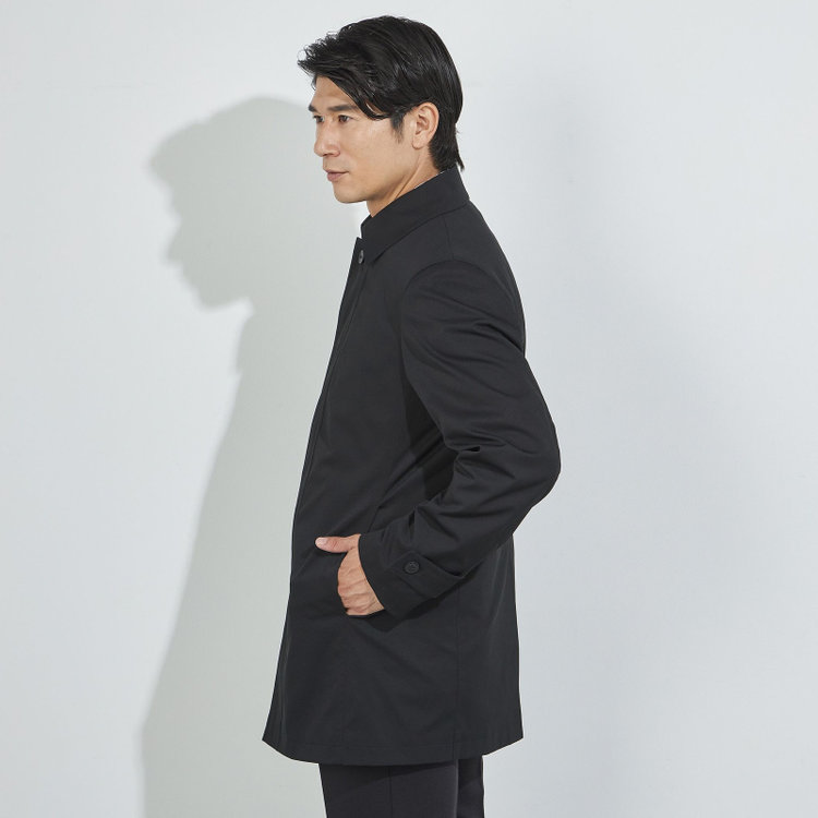 ジョンピアースブラック 【JOHN PEARSE Black】【秋冬】ステンカラーコート/ブラック/撥水加工 黒