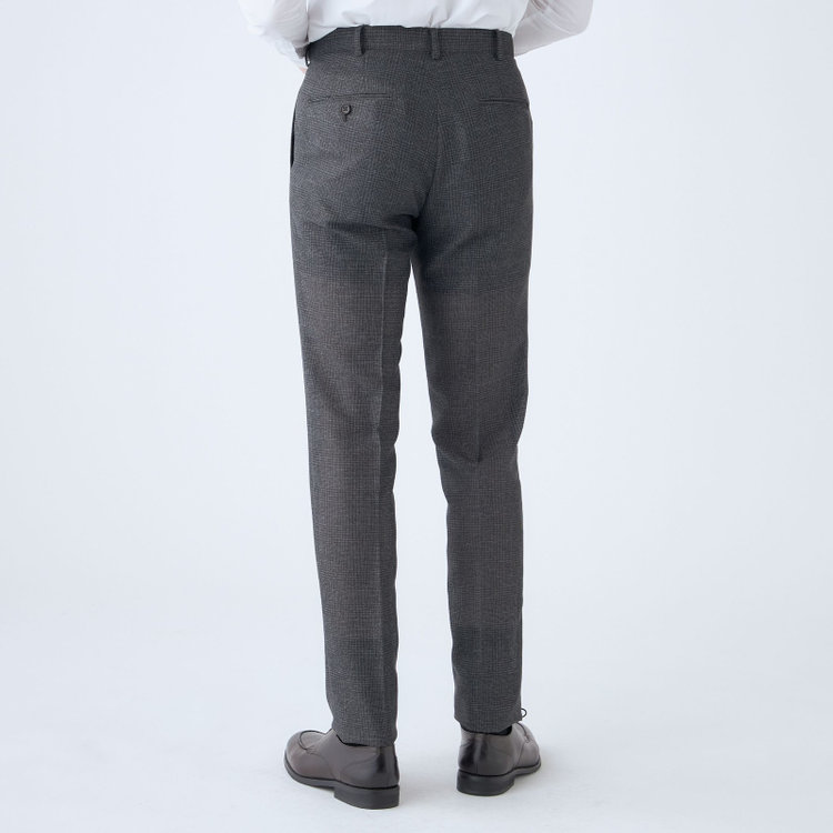 ＪＰコンフォート ネイビー 【JOHN PEARSE comfort navy】【春夏】ショートタックパンツ/グレー×チェック/ウエストシャーリング仕様/ULTRA MOVE/※裾上げ必要 グレー濃色