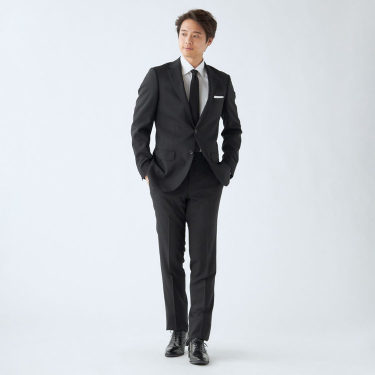 ドナートヴィンチウォモ 【Donato Vinci Italy UOMO】【春夏】2釦シングルスーツ 0タック/ブラック×シャドーストライプ/NEW ZEALAND WOOL/REAL BLACK/COOL REFLECTION/SustainaBee Wool/※裾上げ必要 黒