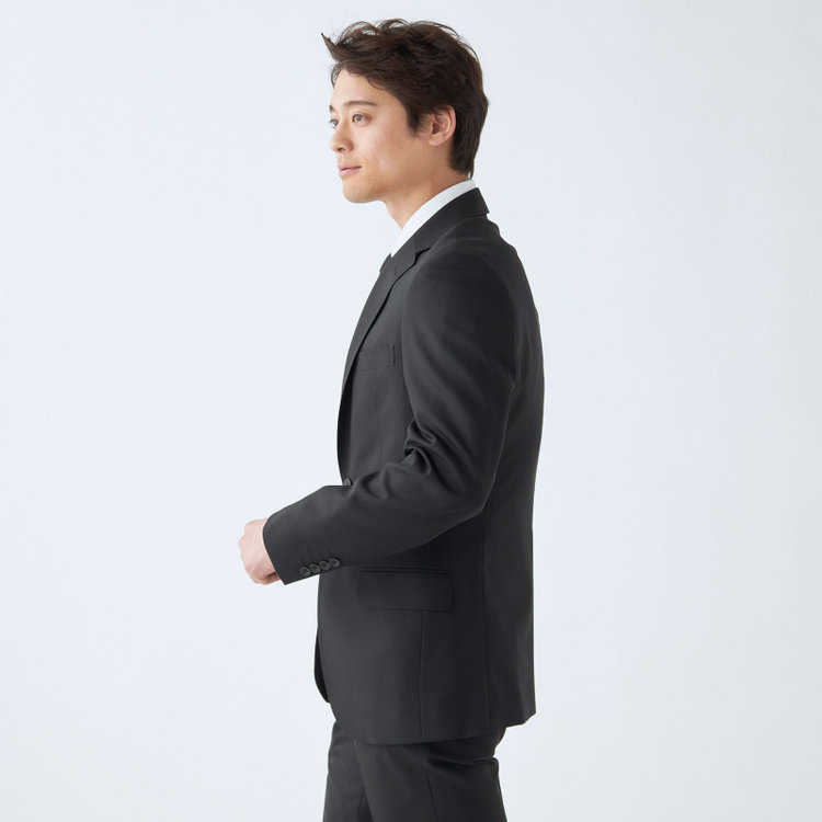 ドナートヴィンチウォモ 【Donato Vinci Italy UOMO】【春夏】2釦シングルスーツ 0タック/ブラック×シャドーストライプ/NEW ZEALAND WOOL/REAL BLACK/COOL REFLECTION/SustainaBee Wool/※裾上げ必要 黒