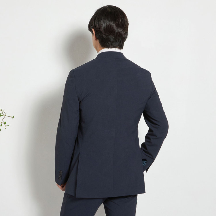 ＪＰ コンフォート 【JOHN PEARSE comfort】【春夏】2釦シングルスーツ ショートタック/ネイビー×チェック/ULTRA MOVE/TRABEST/ウエストムーブ仕様/ウォッシャブル/ストレッチ/※裾上げ必要 紺中間