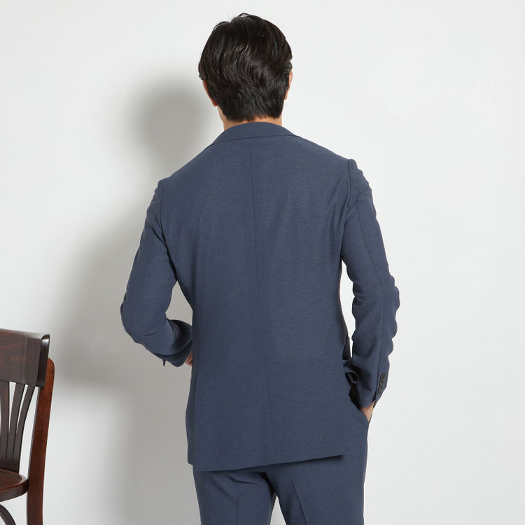ＪＰコンフォート ネイビー  【JOHN PEARSE comfort navy】【春夏】2釦シングルジャケット/ブルー×ドットエアー＆カラミ織り 青中間