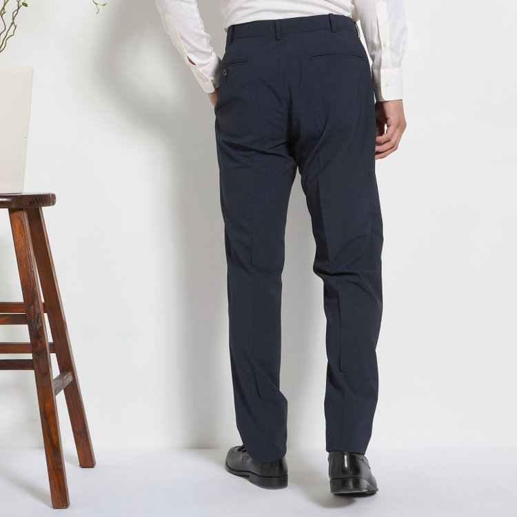 ＪＰ コンフォート 【JOHN PEARSE comfort】【春夏】2釦シングルスーツ ショートタック/ネイビー×チェック/ULTRA MOVE/TRABEST/ウエストムーブ仕様/ウォッシャブル/ストレッチ/※裾上げ必要 紺中間