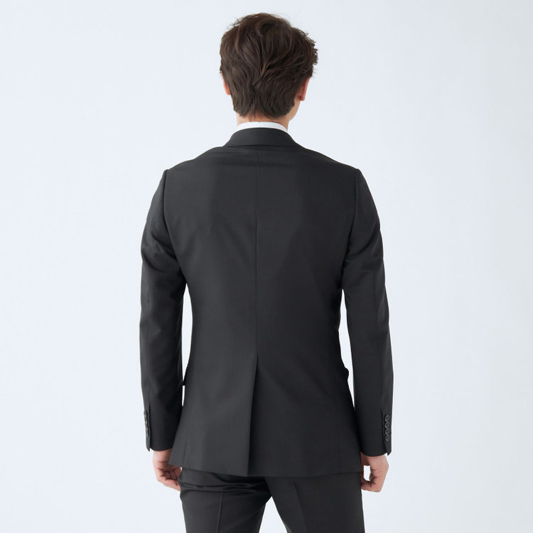 ドナートヴィンチウォモ 【Donato Vinci Italy UOMO】【春夏】2釦シングルスーツ 0タック/ブラック×シャドーストライプ/NEW ZEALAND WOOL/REAL BLACK/COOL REFLECTION/SustainaBee Wool/※裾上げ必要 黒