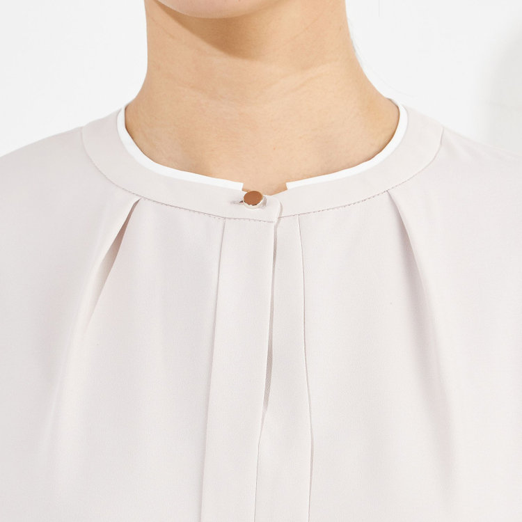 ナチュラル　ビューティー 【NATURAL BEAUTY】袖プリーツブラウス/ベージュ 茶淡色