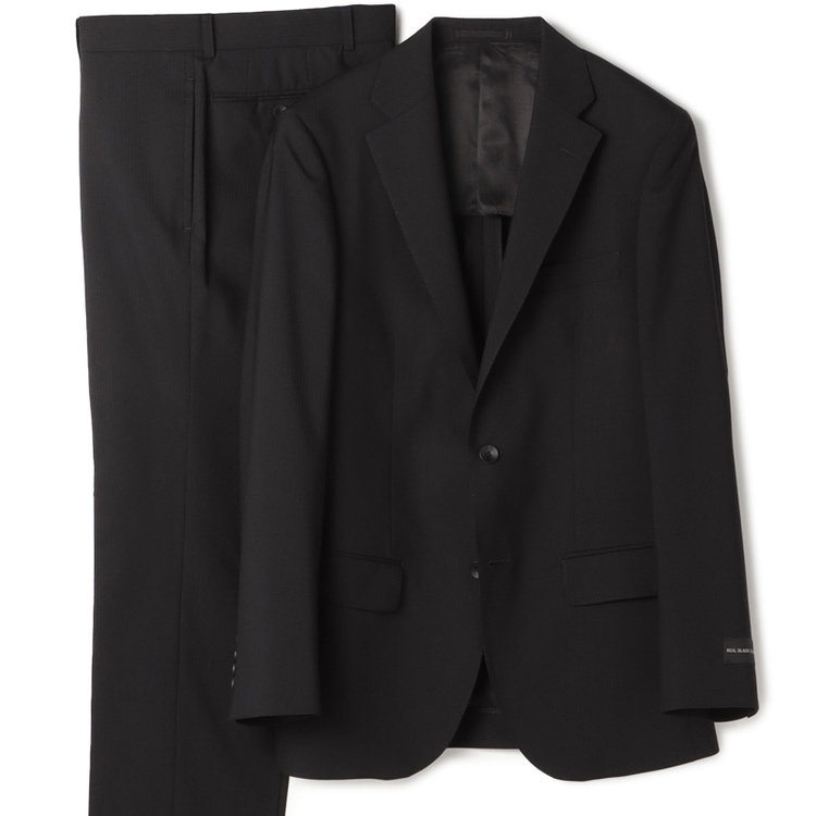 ドナートヴィンチウォモ 【Donato Vinci Italy UOMO】【春夏】2釦シングルスーツ 0タック/ブラック×シャドーストライプ/NEW ZEALAND WOOL/REAL BLACK/COOL REFLECTION/SustainaBee Wool/※裾上げ必要 黒
