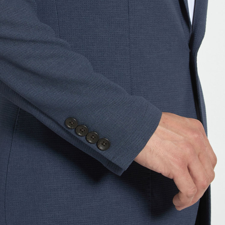 ＪＰコンフォート ネイビー  【JOHN PEARSE comfort navy】【春夏】2釦シングルジャケット/ブルー×ドットエアー＆カラミ織り 青中間