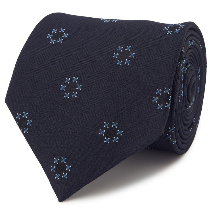 ドナートヴィンチ 【名品】【Donato Vinci Italy】シルク小紋柄ネクタイ 8.5cm;幅/ネイビー/MADE IN JAPAN その他