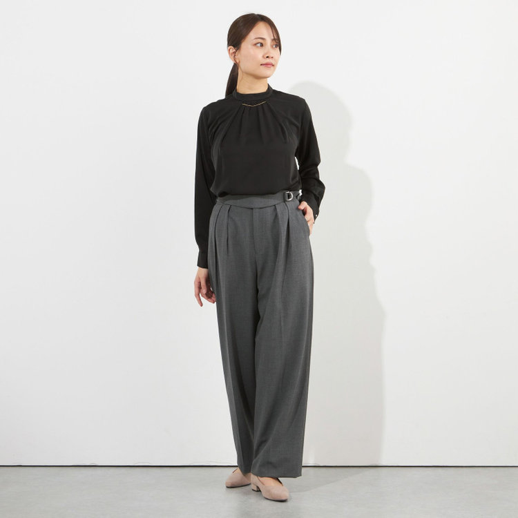 ナチュラル　ビューティー  【NATURAL BEAUTY】【年間】ワイドパンツ/グレー/※裾直し必要 グレー濃色