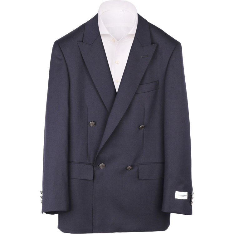ジョンピアース 【JOHN PEARSE White】【年間】ウールブレンド 4釦ダブルジャケット/ネイビー×ソリッド/ネイビージャケット/メタルボタン ネイビー系(紺)