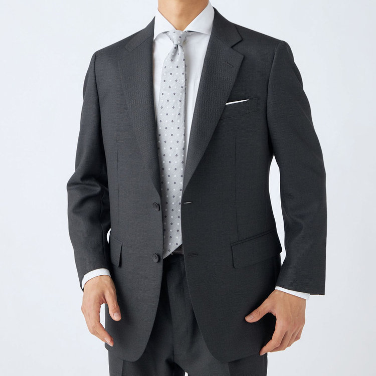 ドナートヴィンチ 【Donato Vinci Italy】【秋冬】2釦シングルスーツ 1タック/グレー×バーズアイ/REAL GRAY COLLECTION/NEW ZEALAND WOOL/SustainaBee Wool/※裾上げ必要 グレー濃色
