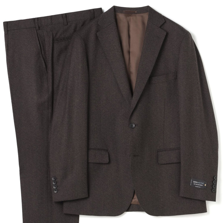 ＪＰ コンフォート 【THE 神 SUIT】【JOHN PEARSE comfort】【秋冬】2釦シングルスーツ ショートタック/ブラウン/ウエストムーブ/REDA ACTIVE/NEW ZEALAND MERINO/SHOWER CLEAN/※裾上げ必要 茶中間