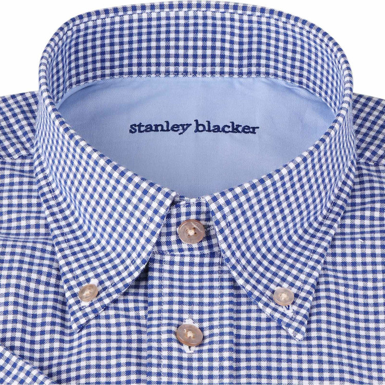 スタンリーブラッカ 【stanley blacker】【半袖】ボタンダウンシャツ/ネイビー＆ホワイト×ギンガムチェック ネイビー系(紺)