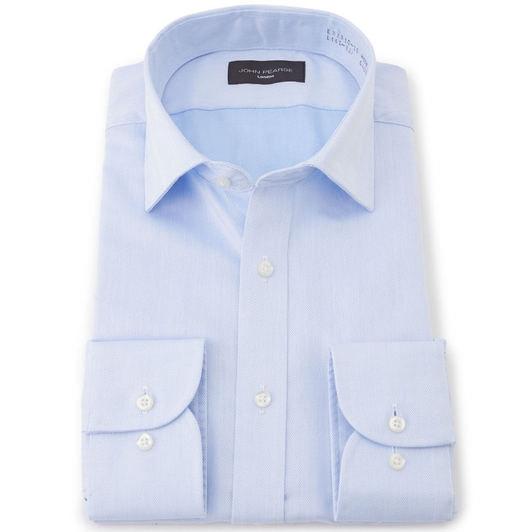 ジョンピアースブラック 【JOHN PEARSE Black】【形態安定】ワイドカラーワイシャツ/ブルードビーストライプ 青淡色