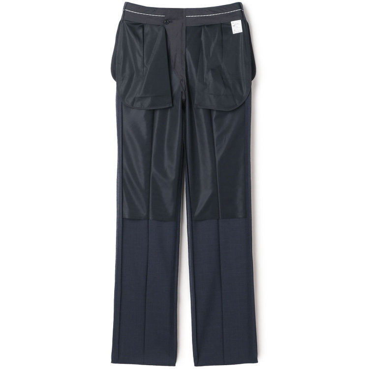 ジョンピアース 【JOHN PEARSE White】【春夏】ウールブレンド 1タックパンツ/ネイビー×チェック/ウエストムーブ仕様/ULTRA LIGHT SPEC※裾上げ必要 紺濃色