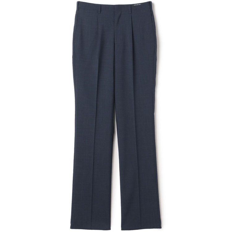 ジョンピアース 【JOHN PEARSE White】【春夏】ウールブレンド 1タックパンツ/ネイビー×チェック/ウエストムーブ仕様/ULTRA LIGHT SPEC※裾上げ必要 紺濃色