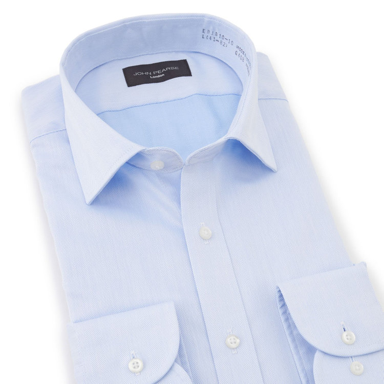 ジョンピアースブラック 【JOHN PEARSE Black】【形態安定】ワイドカラーワイシャツ/ブルードビーストライプ 青淡色