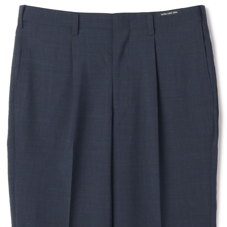ジョンピアース 【JOHN PEARSE White】【春夏】ウールブレンド 1タックパンツ/ネイビー×チェック/ウエストムーブ仕様/ULTRA LIGHT SPEC※裾上げ必要 紺濃色