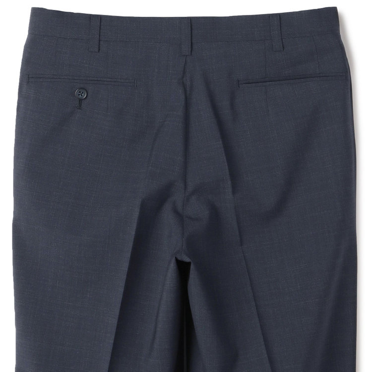 ジョンピアース 【JOHN PEARSE White】【春夏】ウールブレンド 1タックパンツ/ネイビー×チェック/ウエストムーブ仕様/ULTRA LIGHT SPEC※裾上げ必要 紺濃色