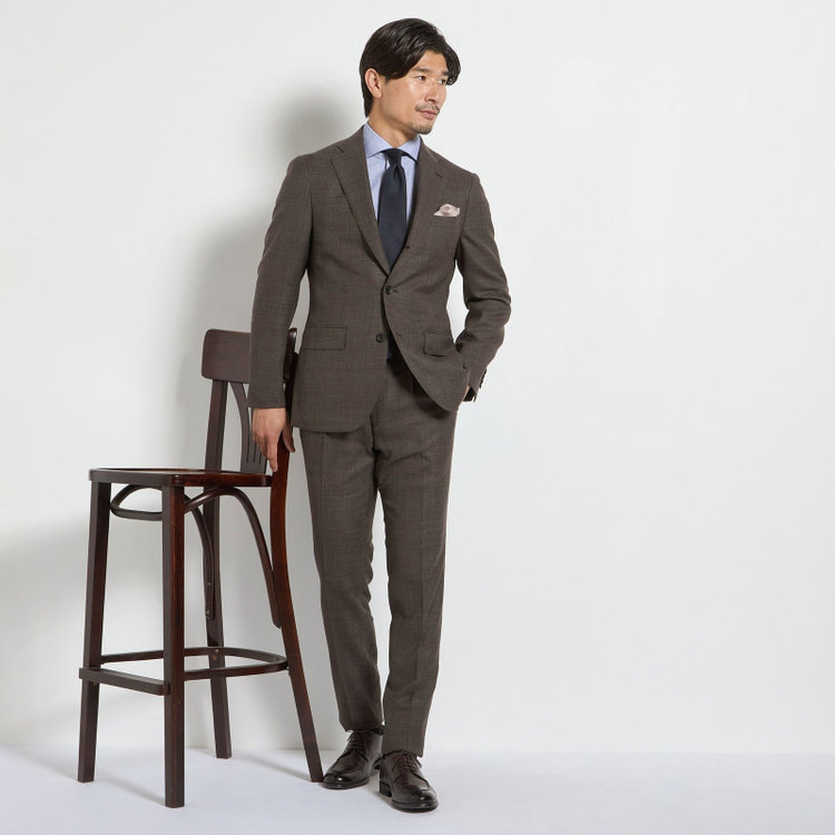 ドナートヴィンチ 【Donato Vinci Italy CLASSICO】【春夏】段返り3釦シングルスーツ 2タック/ブラウン/REAL  COLLECTION/※裾上げ必要 茶中間