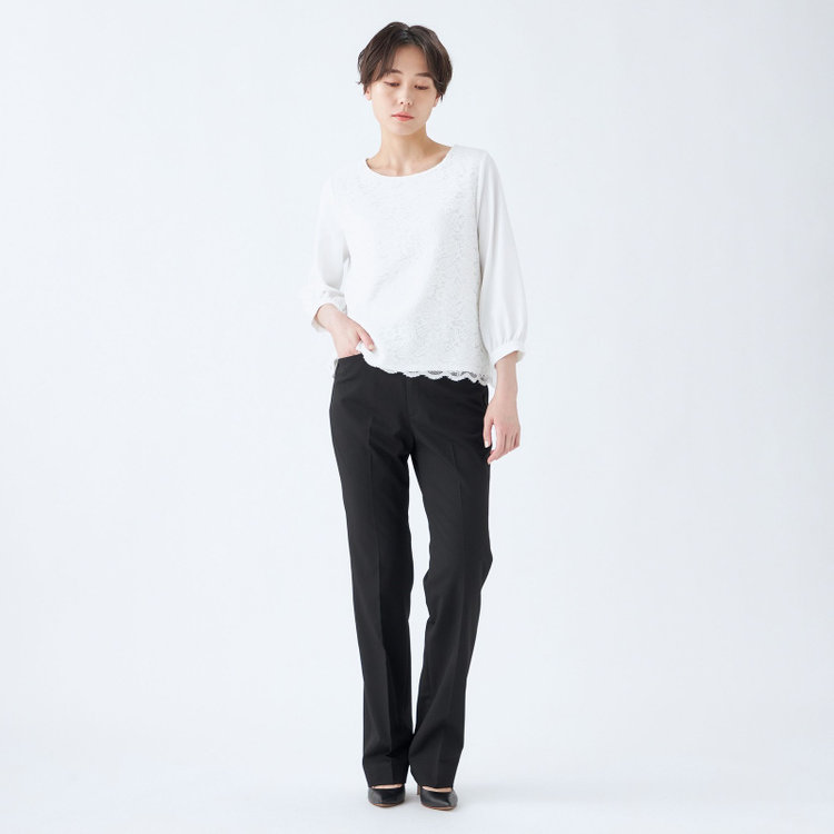 ナチュラル　ビューティー 【NATURAL BEAUTY】【年間】ストレートラインパンツ/ブラック/※裾上げ済み仕様 黒