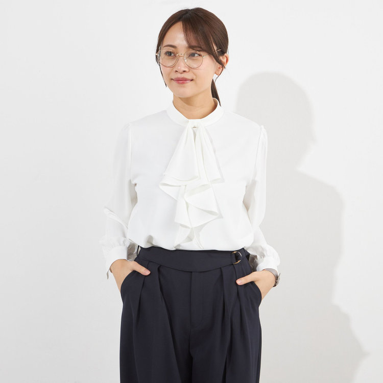 ナチュラル　ビューティー 【NATURAL BEAUTY】フリルリボンブラウス/ホワイト 白