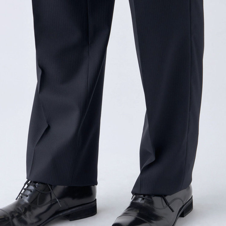 ソノタ（KONAKA用） 【L.O.X】【大きいサイズ】【秋冬】ウールブレンド 1タックパンツスラックス/ネイビー×シャドーストライプ/ウエストアジャスター仕様/※裾上げ必要 紺濃色