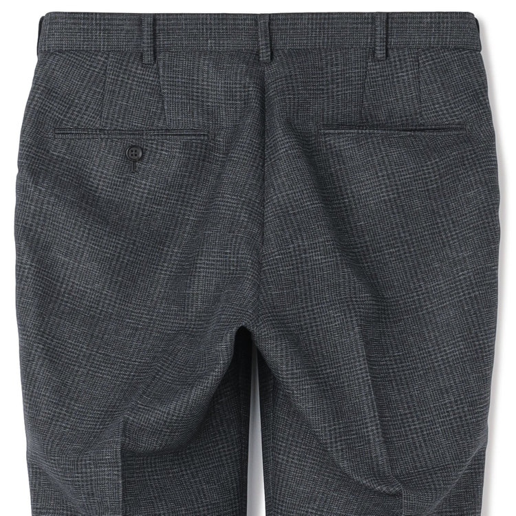 ＪＰコンフォート ネイビー 【JOHN PEARSE comfort navy】【春夏】ショートタックパンツ/グレー×チェック/ウエストシャーリング仕様/ULTRA MOVE/※裾上げ必要 グレー濃色