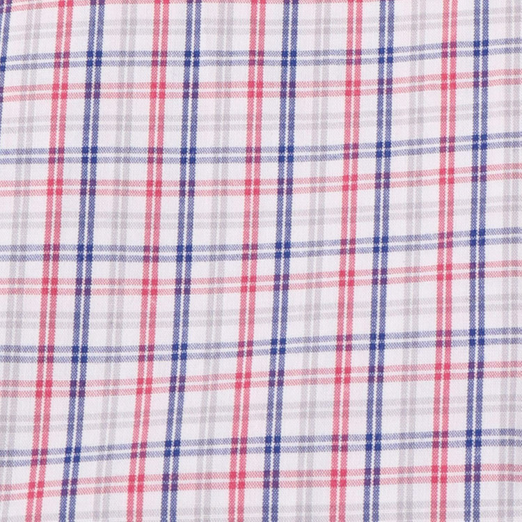 スタンリーブラッカ 【stanley blacker】【半袖】ボタンダウンシャツ/ホワイト×グレー＆レッド＆ネイビーチェック グレー系(灰)
