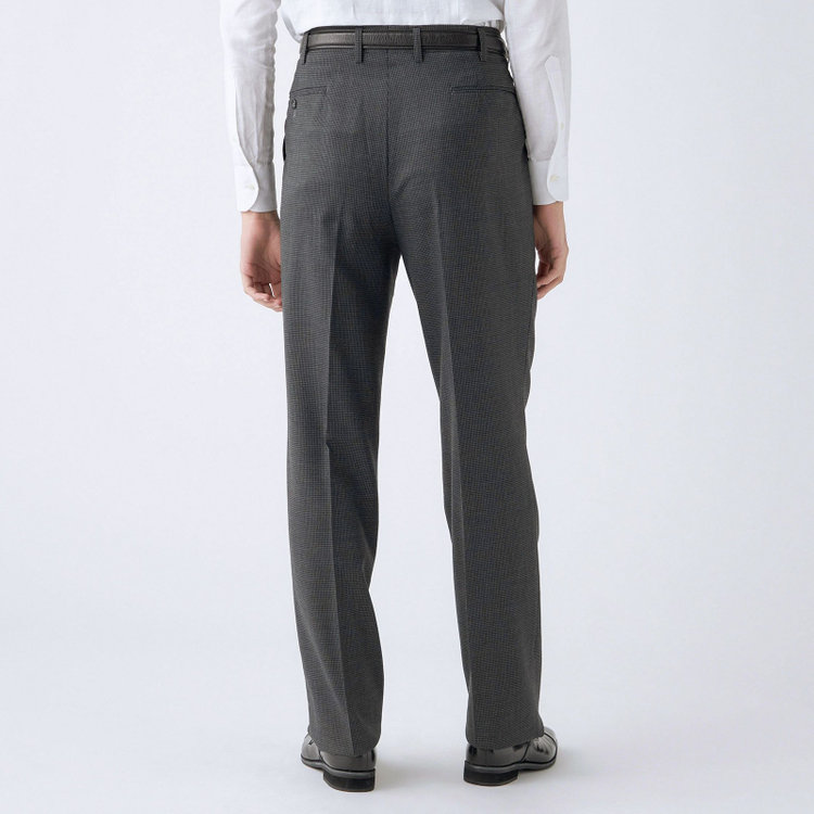 ソノタ（KONAKA用） 【L.O.X】【大きいサイズ】【秋冬】ウールブレンド 1タックパンツスラックス/グレー＆ブラック×ハウンドトゥース/ウエストアジャスター仕様/※裾上げ必要 グレー中間