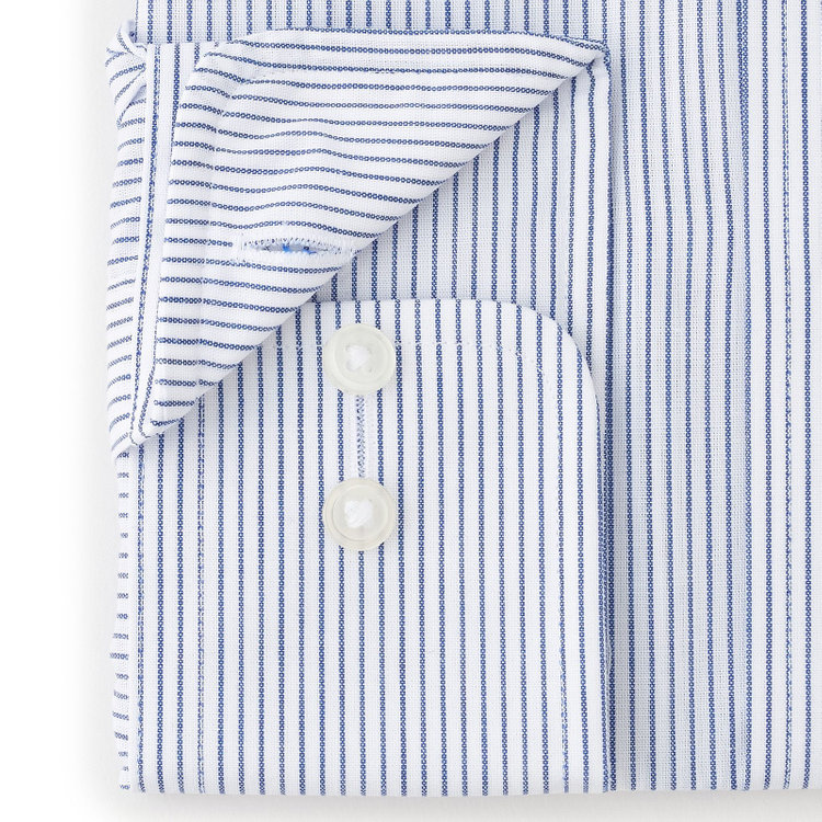 ＤＵＫＥ ＭＯＲＧＡ 【DUKEMORGAN】【形態安定】ボタンダウンワイシャツ/ホワイト×ネイビーストライプ 青中間