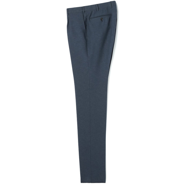 ＪＰコンフォート ネイビー 【JOHN PEARSE comfort navy】【春夏】1タックパンツ/ブルー×ドットエアー＆カラミ織り/ウエストムーブ仕様/※裾上げ必要 青中間