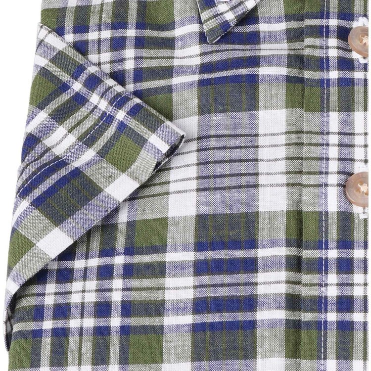 スタンリーブラッカ 【stanley blacker】【半袖】ボタンダウンシャツ/グリーン＆ネイビー＆ホワイト×チェック ネイビー系(紺)