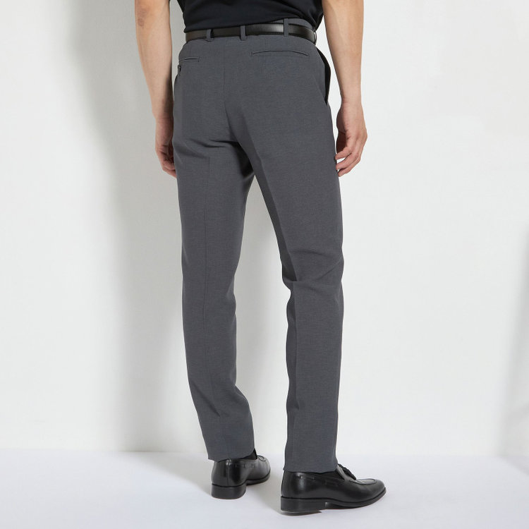 ＪＰコンフォート ネイビー 【JOHN PEARSE comfort navy】【春夏】1タックパンツ/グレー×ドットエアー＆カラミ織り/ウエストムーブ仕様/※裾上げ必要 グレー中間