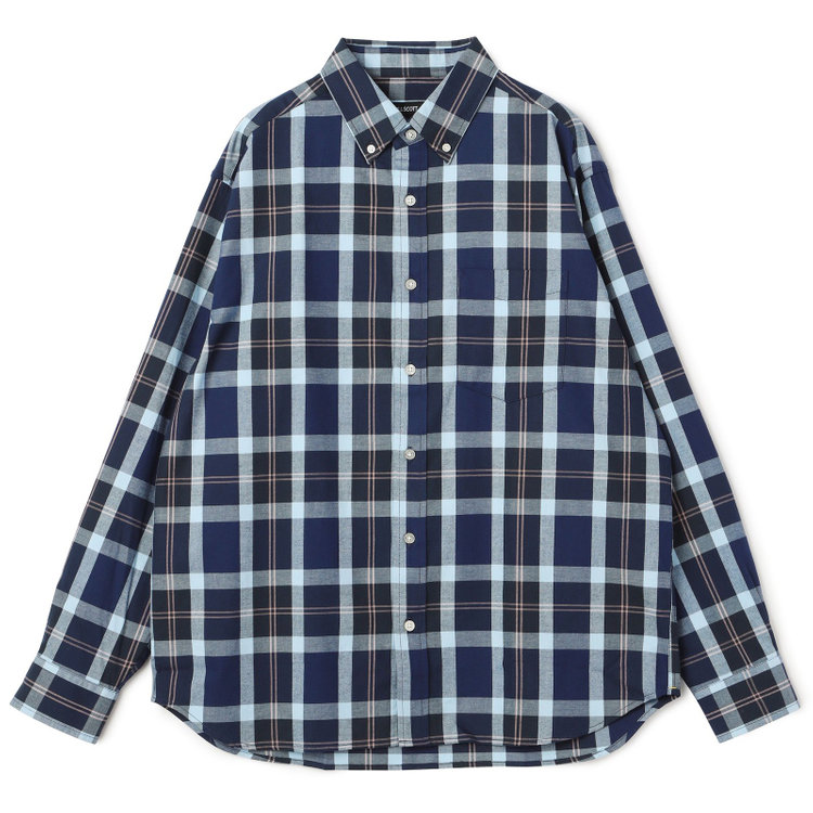 ライル＆スコット 【LYLE&SCOTT】【長袖】ボタンダウンカジュアルシャツ/ネイビー×チェック 紺中間