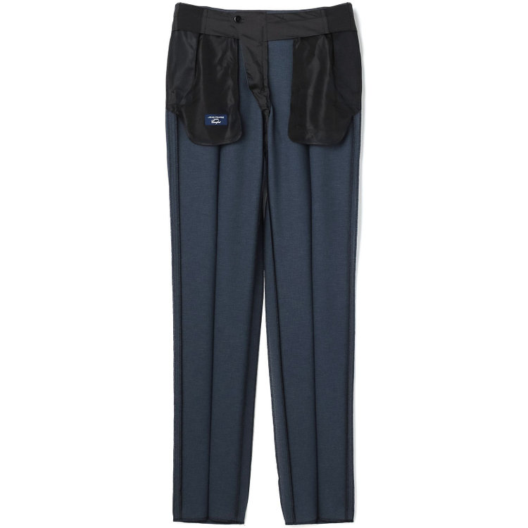 ＪＰコンフォート ネイビー 【JOHN PEARSE comfort navy】【春夏】1タックパンツ/ブルー×ドットエアー＆カラミ織り/ウエストムーブ仕様/※裾上げ必要 青中間
