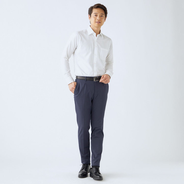 KONAKA　アウトレット 【WEB限定/OUTLET/汚れ・キズ等有】【JOHN PEARSE comfort navy】【春夏】機能性ポリエステル 1タックパンツ/ネイビー/ウエストシャーリング仕様/ULTRA MOVE/RIRANCHA※裾上げ必要 紺濃色