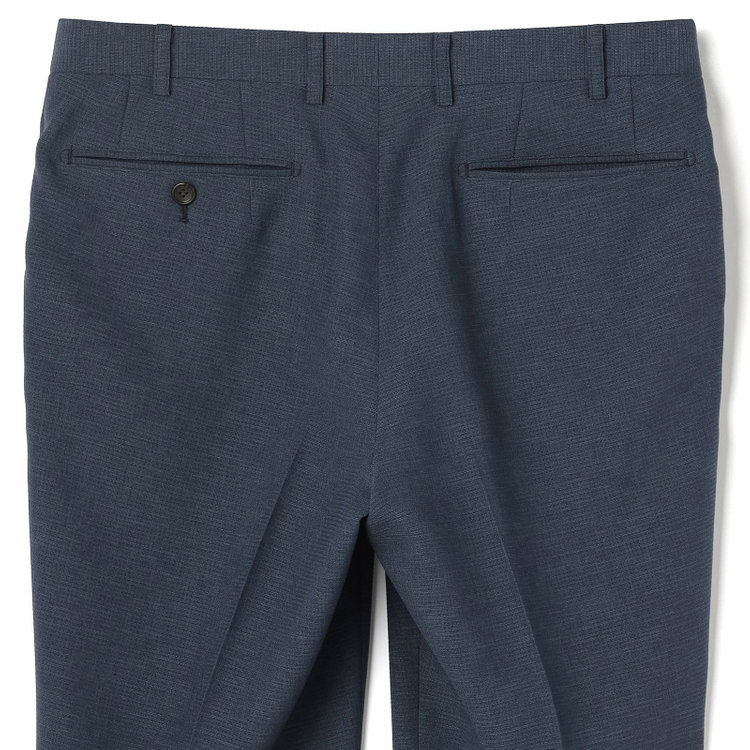 ＪＰコンフォート ネイビー 【JOHN PEARSE comfort navy】【春夏】1タックパンツ/ブルー×ドットエアー＆カラミ織り/ウエストムーブ仕様/※裾上げ必要 青中間