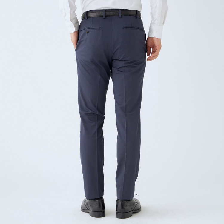 KONAKA　アウトレット 【WEB限定/OUTLET/汚れ・キズ等有】【JOHN PEARSE comfort navy】【春夏】機能性ポリエステル 1タックパンツ/ネイビー/ウエストシャーリング仕様/ULTRA MOVE/RIRANCHA※裾上げ必要 紺濃色