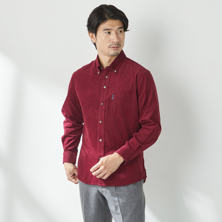  【stanley blacker new york】【長袖】コーデュロイボタンダウンシャツ/ワイン