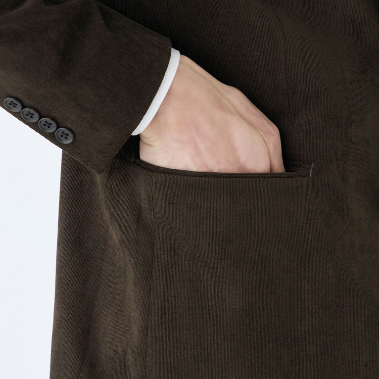 ＪＰ コンフォート 【JOHN PEARSE comfort navy】【秋冬】機能性ポリエステル素材 2釦シングルジャケット/カーキ×コーデュロイ/ULTRA MOVE 緑濃色