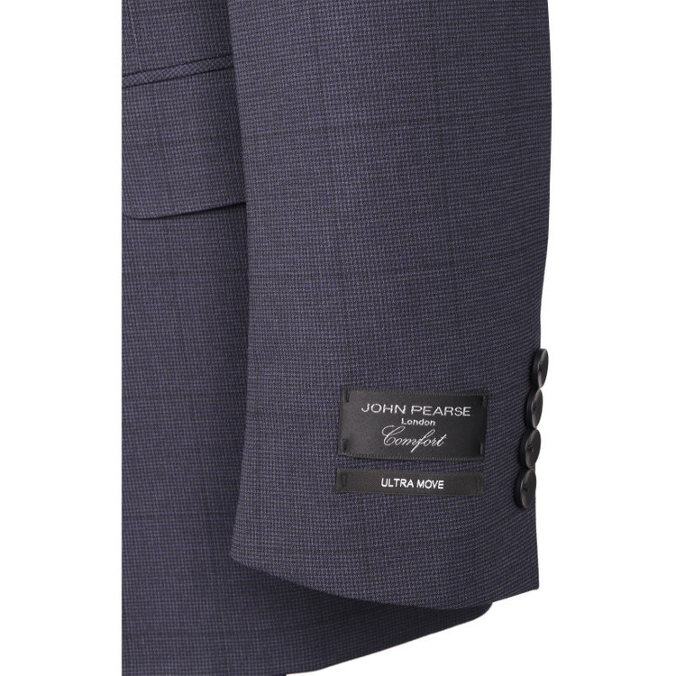 ＪＰ コンフォート 【JOHN PEARSE comfort】【春夏】7WAY コーディネイトパンツ付き/2釦シングルスリーピーススーツ ショートタック/ネイビー×チェック+グレーパンツ/ULTRA MOVE/ウエストシャーリング/ウォッシャブル/ストレッチ ネイビー系(紺)