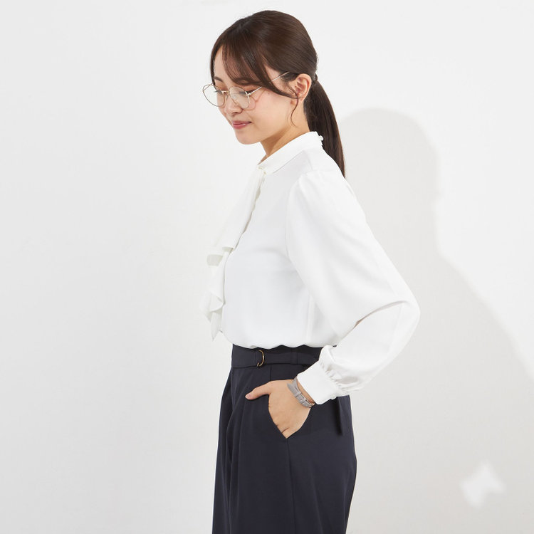 ナチュラル　ビューティー 【NATURAL BEAUTY】フリルリボンブラウス/ホワイト 白