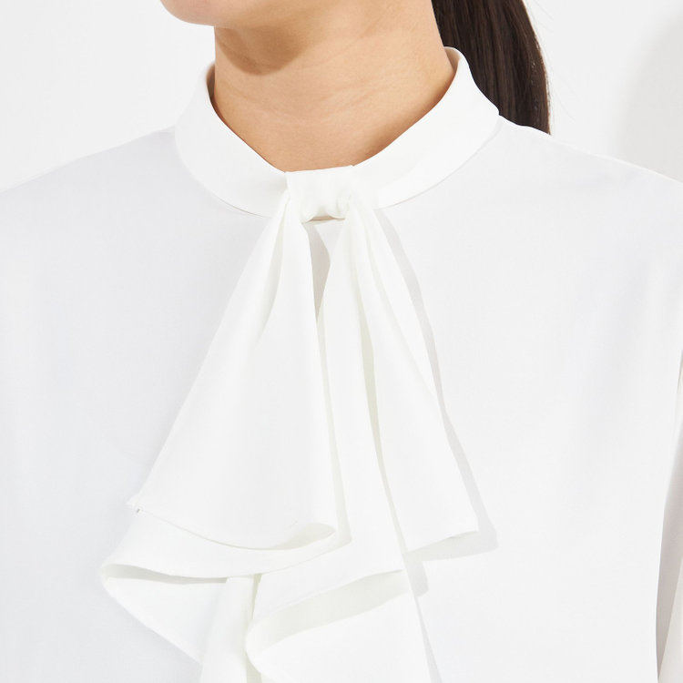 ナチュラル　ビューティー 【NATURAL BEAUTY】フリルリボンブラウス/ホワイト 白