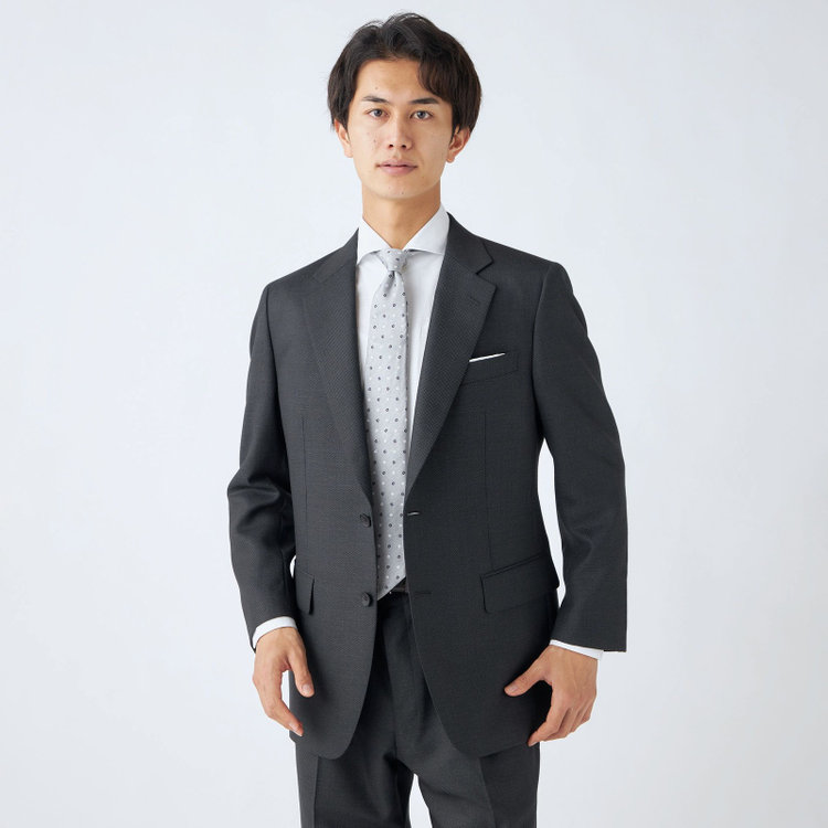 ドナートヴィンチ 【Donato Vinci Italy】【秋冬】2釦シングルスーツ 1タック/グレー×バーズアイ/REAL GRAY COLLECTION/NEW ZEALAND WOOL/SustainaBee Wool/※裾上げ必要 グレー濃色