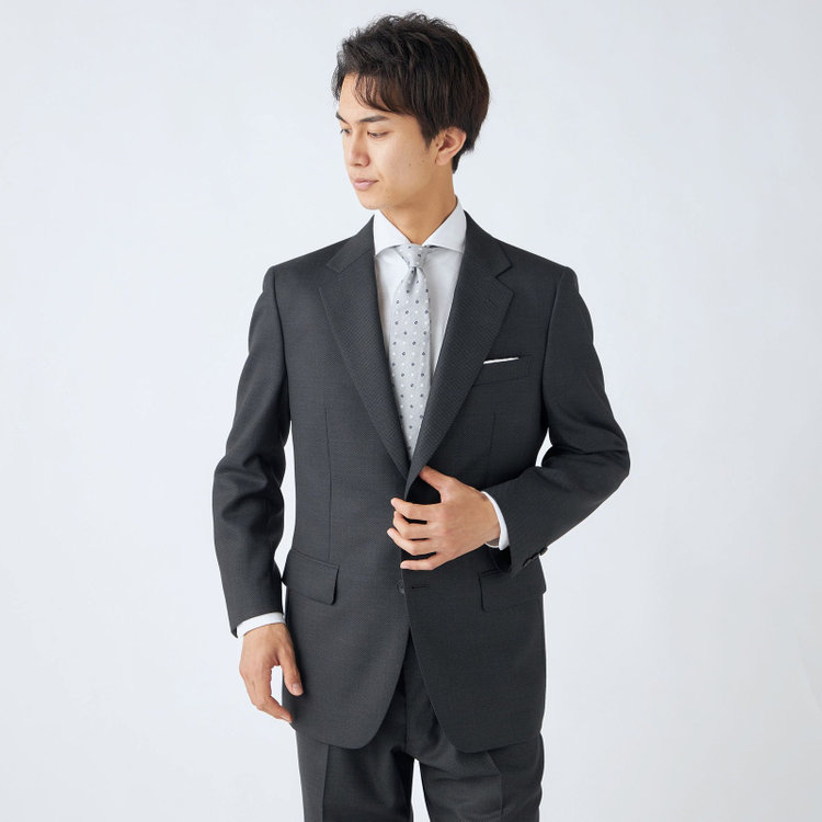 ドナートヴィンチ 【Donato Vinci Italy】【秋冬】2釦シングルスーツ 1タック/グレー×バーズアイ/REAL GRAY COLLECTION/NEW ZEALAND WOOL/SustainaBee Wool/※裾上げ必要 グレー濃色