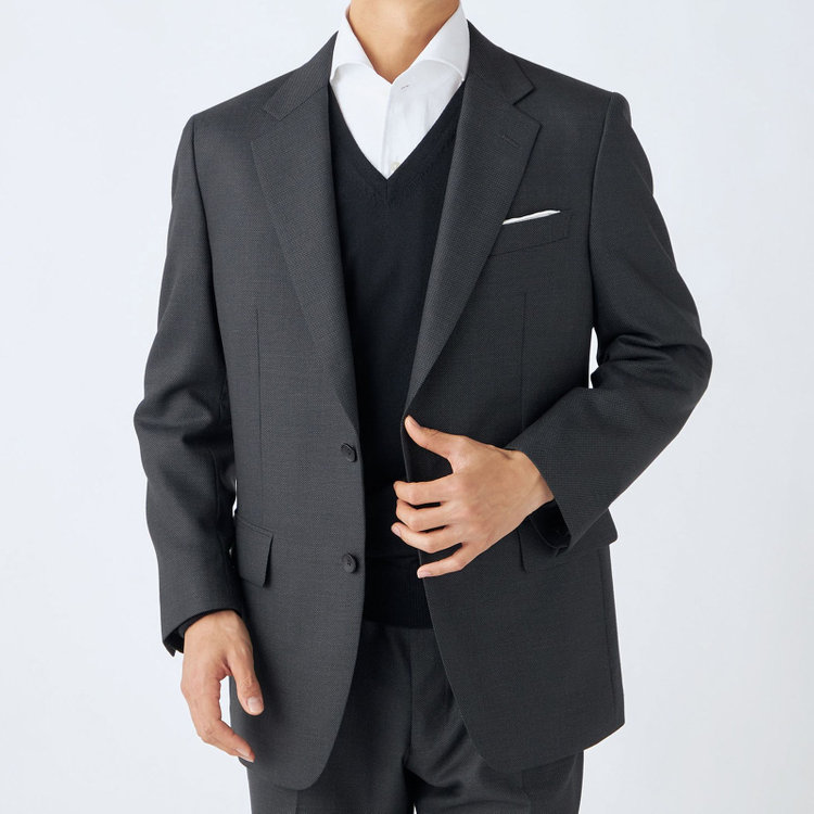 ドナートヴィンチ 【Donato Vinci Italy】【秋冬】2釦シングルスーツ 1タック/グレー×バーズアイ/REAL GRAY COLLECTION/NEW ZEALAND WOOL/SustainaBee Wool/※裾上げ必要 グレー濃色