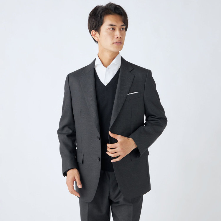 ドナートヴィンチ 【Donato Vinci Italy】【秋冬】2釦シングルスーツ 1タック/グレー×バーズアイ/REAL GRAY COLLECTION/NEW ZEALAND WOOL/SustainaBee Wool/※裾上げ必要 グレー濃色