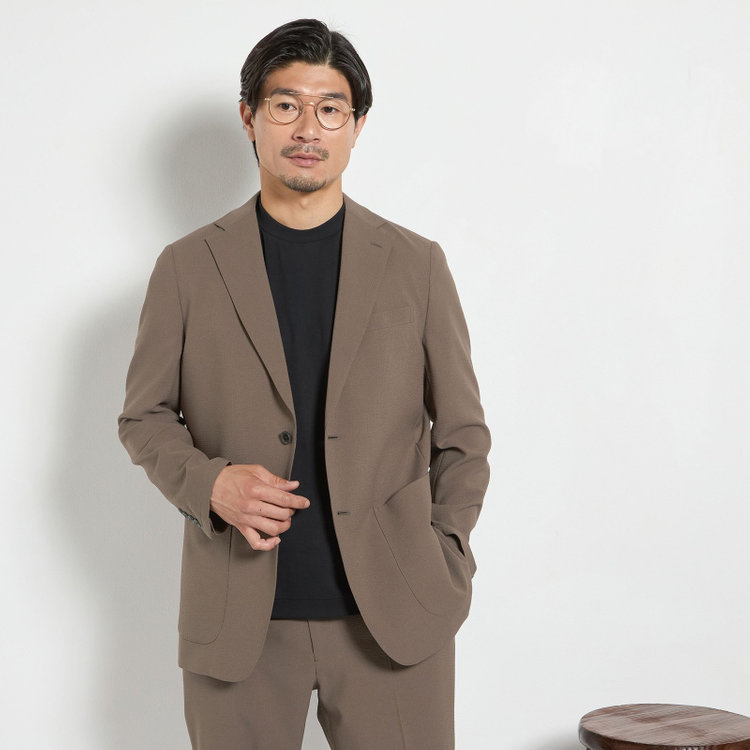 ハイスペックモーション 【HIGH SPEC MOTION】【春夏】ポリエステル2釦シングルジャケット/ブラウン 茶淡色