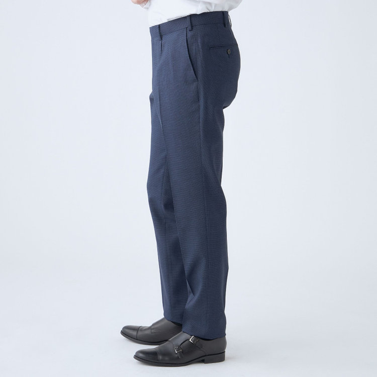 ＪＰ コンフォート 【JOHN PEARSE comfort】【春夏】ショートタックパンツ/ネイビー×ハウンドトゥース/ウエストムーブ/※裾上げ必要 青中間